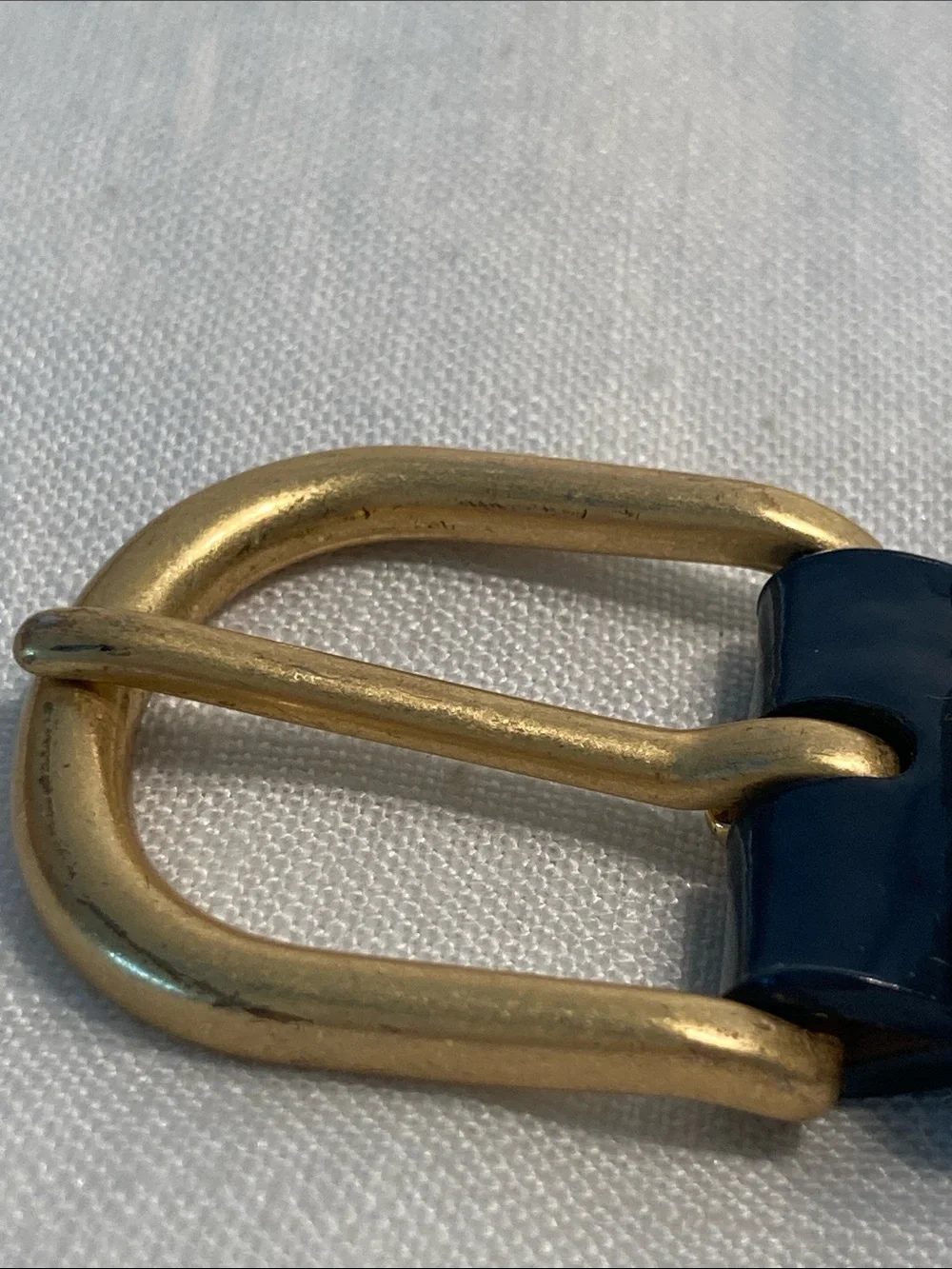 J. Crew Navy Patent Leather Belt with Gold Buckle